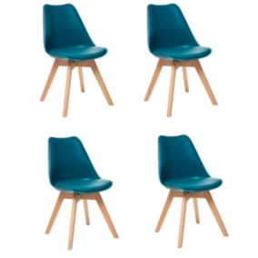 Lot de 4 chaises de table Baya bleu canard