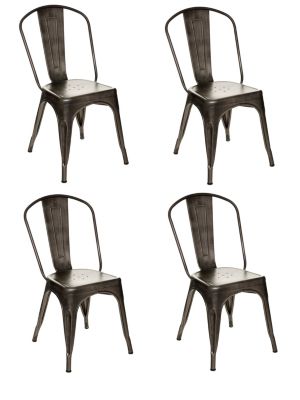 Lot de 4 chaises de table en métal Niko gris