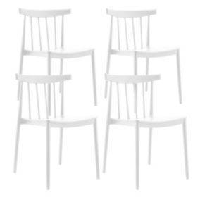 Lot de 4 chaises de terrasse blanc en plastique  Oviala