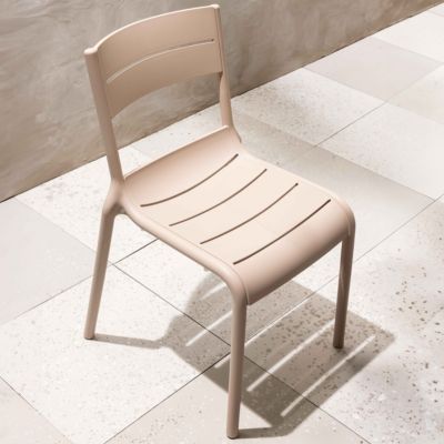 Lot de 4 chaises de terrasse en plastique beige  Oviala