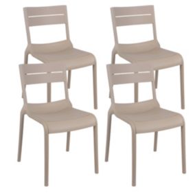 Lot de 4 chaises de terrasse en plastique beige  Oviala