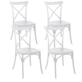 Lot de 4 chaises de terrasse en plastique blanc  Oviala