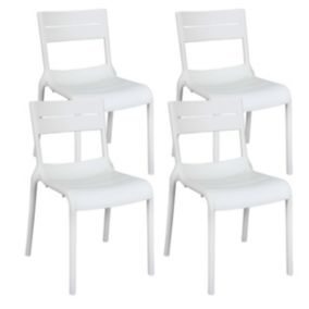 Lot de 4 chaises de terrasse en plastique blanches  Oviala