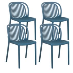 Lot de 4 chaises de terrasse en plastique bleu canard  Oviala