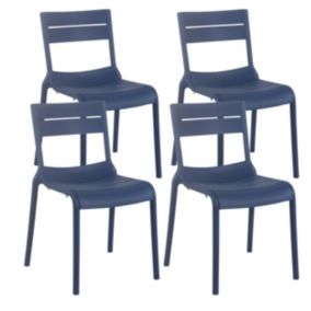 Lot de 4 chaises de terrasse en plastique bleu pacific  Oviala