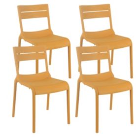 Lot de 4 chaises de terrasse en plastique jaune moutarde  Oviala