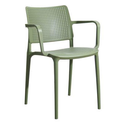 Lot de 4 chaises de terrasse en plastique vert cactus  Oviala