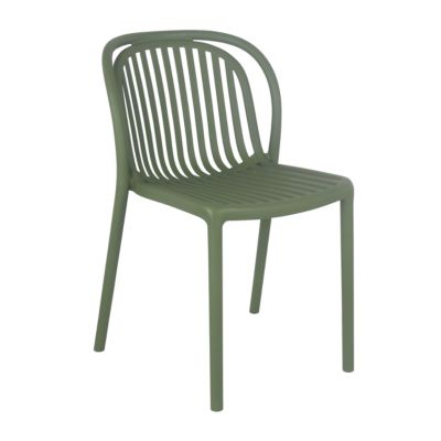 Lot de 4 chaises de terrasse en plastique vert olive  Oviala