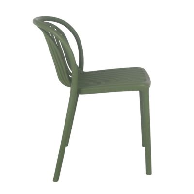 Lot de 4 chaises de terrasse en plastique vert olive  Oviala