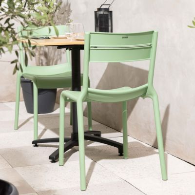 Lot de 4 chaises de terrasse en plastique vert sauge  Oviala
