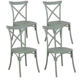 Lot de 4 chaises de terrasse en plastique vert sauge  Oviala