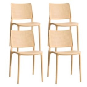 Lot de 4 chaises de terrasse jaune clair en plastique  Oviala