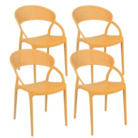 Lot de 4 chaises de terrasse jaune moutarde  Oviala