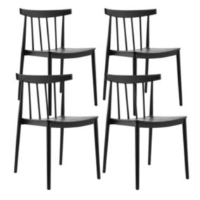 Lot de 4 chaises de terrasse noires en plastique  Oviala