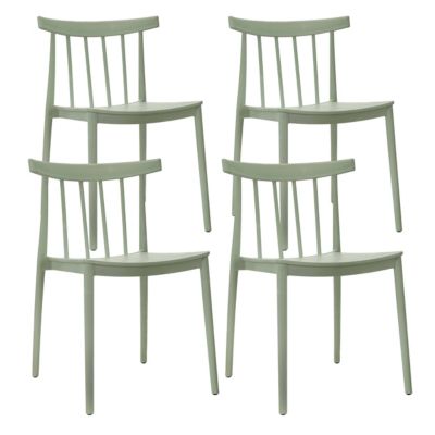 Lot de 4 chaises de terrasse vert sauge en plastique  Oviala