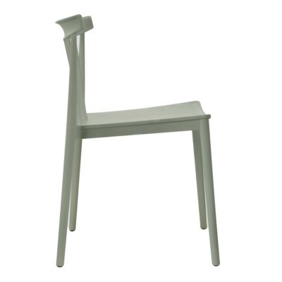 Lot de 4 chaises de terrasse vert sauge en plastique  Oviala