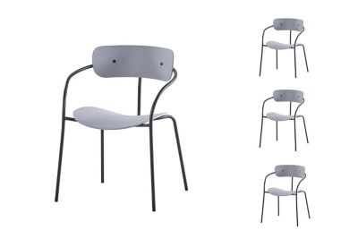 Lot de 4 chaises design gris clair design ALEXIA