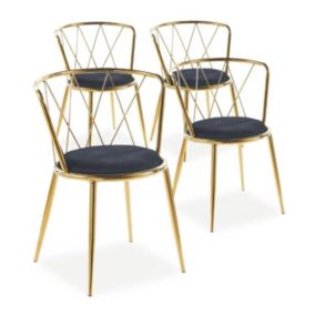 Lot de 4 Chaises Design Velours "Demoka" 74cm Noir