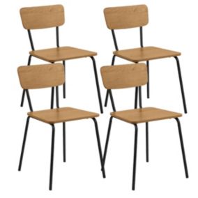 Lot de 4 chaises en acier effet chêne  Oviala