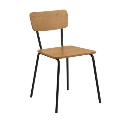 Lot de 4 chaises en acier effet chêne  Oviala