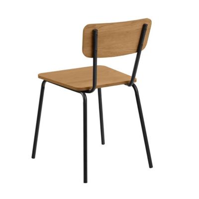 Lot de 4 chaises en acier effet chêne  Oviala