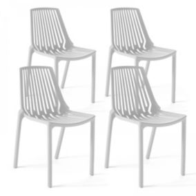 Lot de 4 chaises en plastique blanc  Oviala