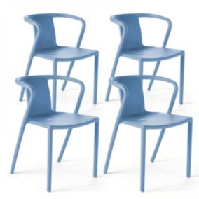 Lot de 4 chaises en plastique bleu  Oviala