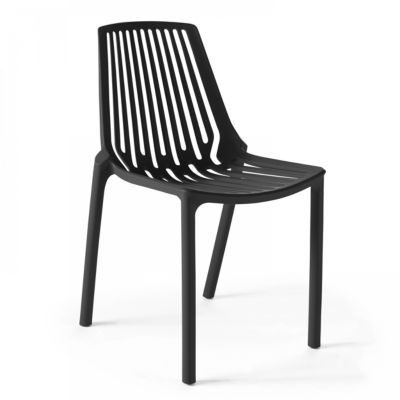 Lot de 4 chaises en plastique noir  Oviala