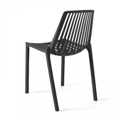 Lot de 4 chaises en plastique noir  Oviala
