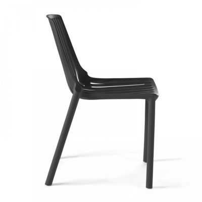 Lot de 4 chaises en plastique noir  Oviala