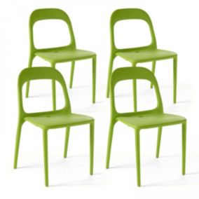 Lot de 4 chaises en plastique vert - Oviala