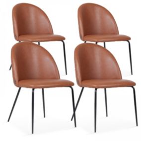 Lot de 4 chaises en textile enduit marron foncé  Oviala