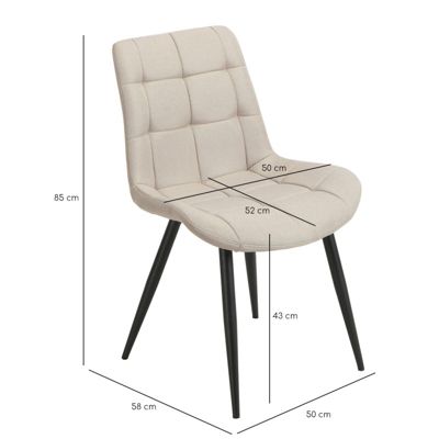 Lot de 4 chaises en tissu beige avec pieds en métal noir - JAELLE