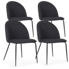 Lot de 4 chaises en tissu noir  Oviala