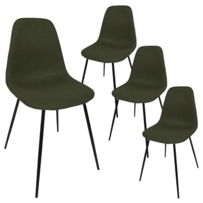 Lot de 4 chaises en tissu texturé maille 3D kaki - ELECTRON