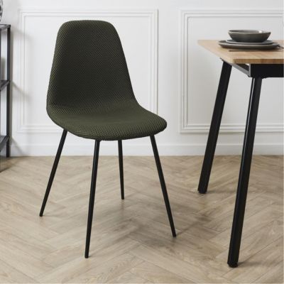Lot de 4 chaises en tissu texturé maille 3D kaki - ELECTRON