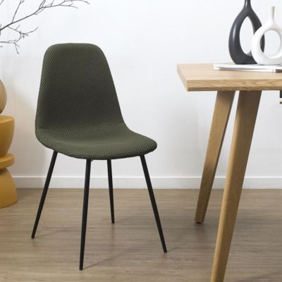 Lot de 4 chaises en tissu texturé maille 3D kaki - ELECTRON