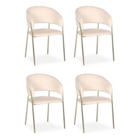 Lot de 4 Chaises en Velours "Batora" 79cm Beige