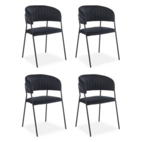 Lot de 4 Chaises en Velours "Batora" 79cm Noir