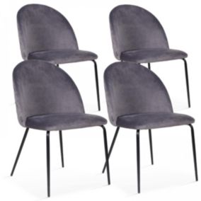 Lot de 4 chaises en velours grises