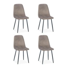 Lot de 4 Chaises en Velours "Matelassées" 88cm Taupe