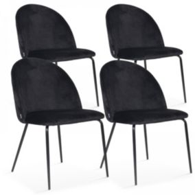 Lot de 4 chaises en velours noir  Oviala