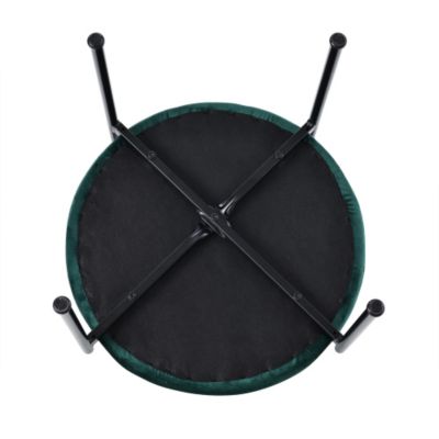 Lot de 4 chaises en velours vert avec dossier en rotin et pieds en métal, style moderne pour salon ou chambre