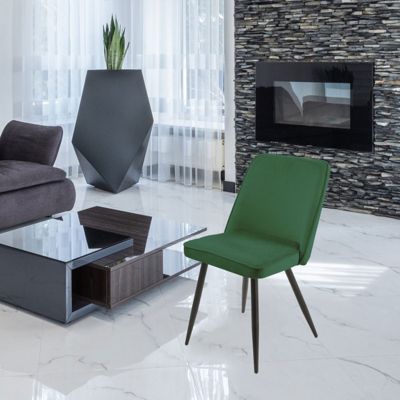 Lot de 4 chaises en velours vert avec piètement en métal noir - TELLY