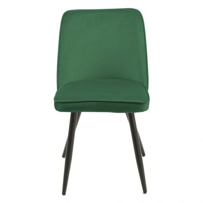 Lot de 4 chaises en velours vert avec piètement en métal noir - TELLY