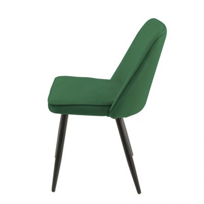 Lot de 4 chaises en velours vert avec piètement en métal noir - TELLY