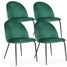 Lot de 4 chaises en velours vert foncé  Oviala