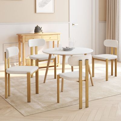Lot de 4 chaises ESMA en métal effet bois et tissu bouclette pour salle