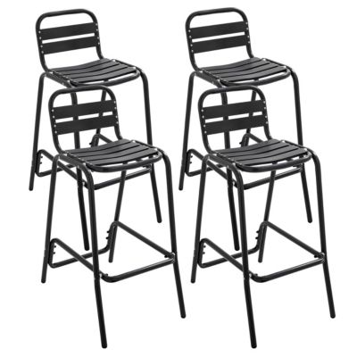 Lot de 4 chaises haute en aluminium noir  Oviala