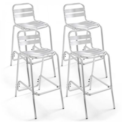 Lot de 4 chaises hautes en aluminium gris  Oviala